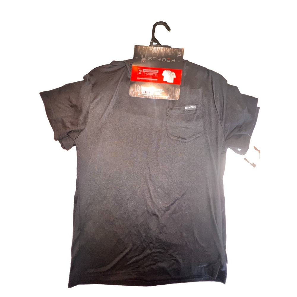 Spyder 2 Pack Loungewear T-Shirts Mens Black Sz S Super Soft Pocket ASL416 BK
